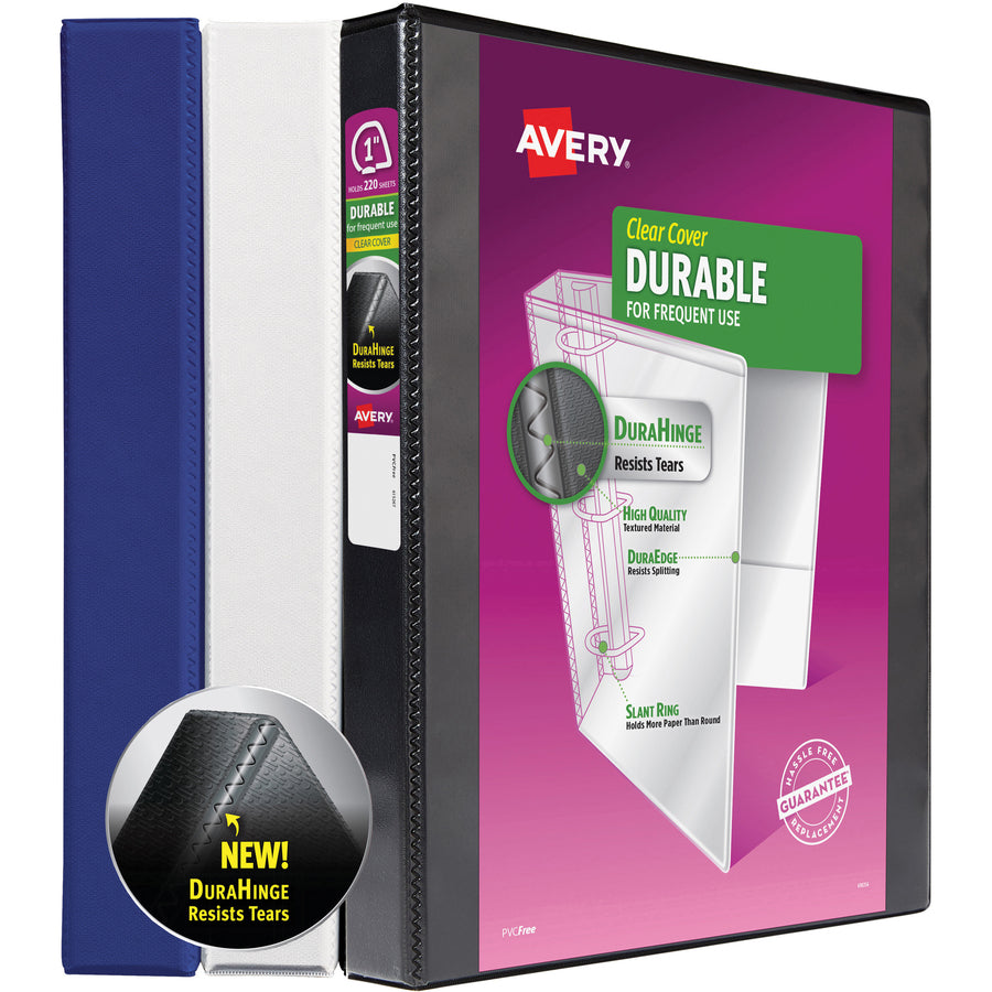 Avery Durable View 3 Ring Binder - 3" Binder Capacity - Letter - 8 1/2" x 11" Sheet Size - 635 Sheet Capacity - 3 x Slant Ring Fastener(s) - 2 Pocket(s) - Polypropylene - Recycled - Pocket, Durable, Tear Resistant, Flexible, Split Resistant, Stu - 4