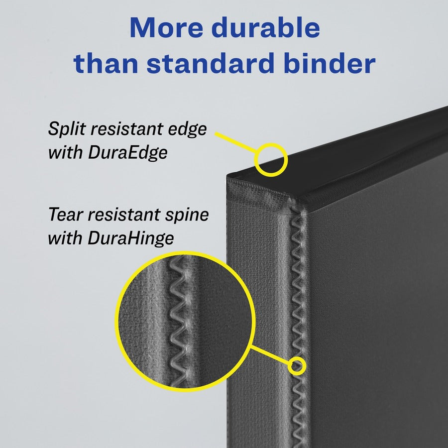 Avery Durable View 3 Ring Binder - 3" Binder Capacity - Letter - 8 1/2" x 11" Sheet Size - 635 Sheet Capacity - 3 x Slant Ring Fastener(s) - 2 Pocket(s) - Polypropylene - Recycled - Pocket, Durable, Tear Resistant, Flexible, Split Resistant, Stu - 7