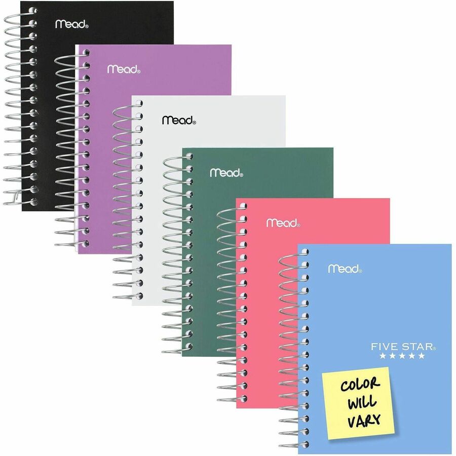 Mead Five Star Fat Lil' Wirebound Notebook - 200 Pages - Plain - Coilock - 4" x 5 1/2" - AssortedPoly Cover - Perforated, Durable Cover, Easy Tear - 1 Each