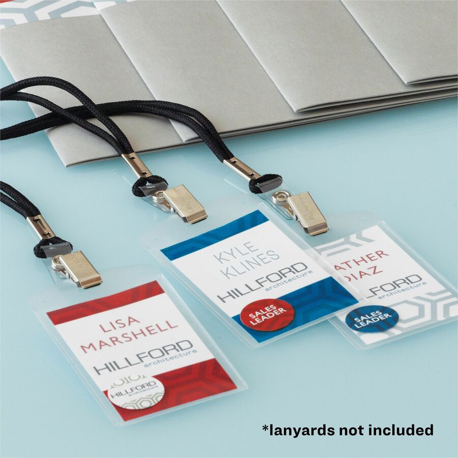 Secure Top Heavy-Duty Badge Holders, Vertical, 3w x 4h, Clear, 25/Pack