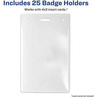 Secure Top Heavy-Duty Badge Holders, Vertical, 3w x 4h, Clear, 25/Pack