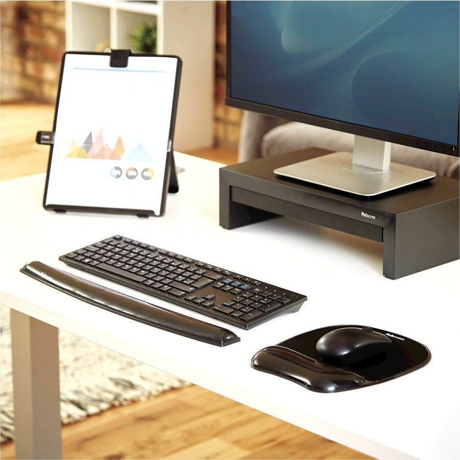 Gel Crystals Mouse Pad with Wrist Rest, 7.87 x 9.18, Black