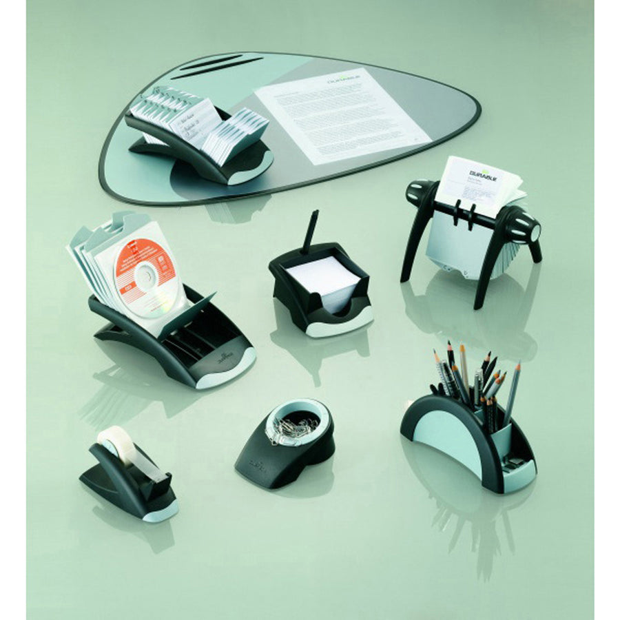 TELINDEX Desk Address Card File, Holds 500 2.88 x 4.13 Cards, 5.13 x 9.31 x 3.56, Plastic, Graphite/Black