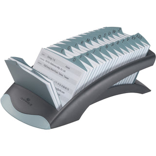 TELINDEX Desk Address Card File, Holds 500 2.88 x 4.13 Cards, 5.13 x 9.31 x 3.56, Plastic, Graphite/Black
