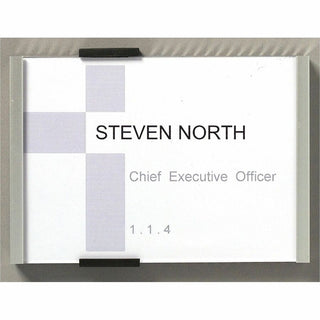 DURABLE Wall Mounted INFO SIGN - 6-1/8" x 4-3/8" - Rectangular Shape - Acrylic, Aluminum -Easy to Update - Silver - 1 Pack