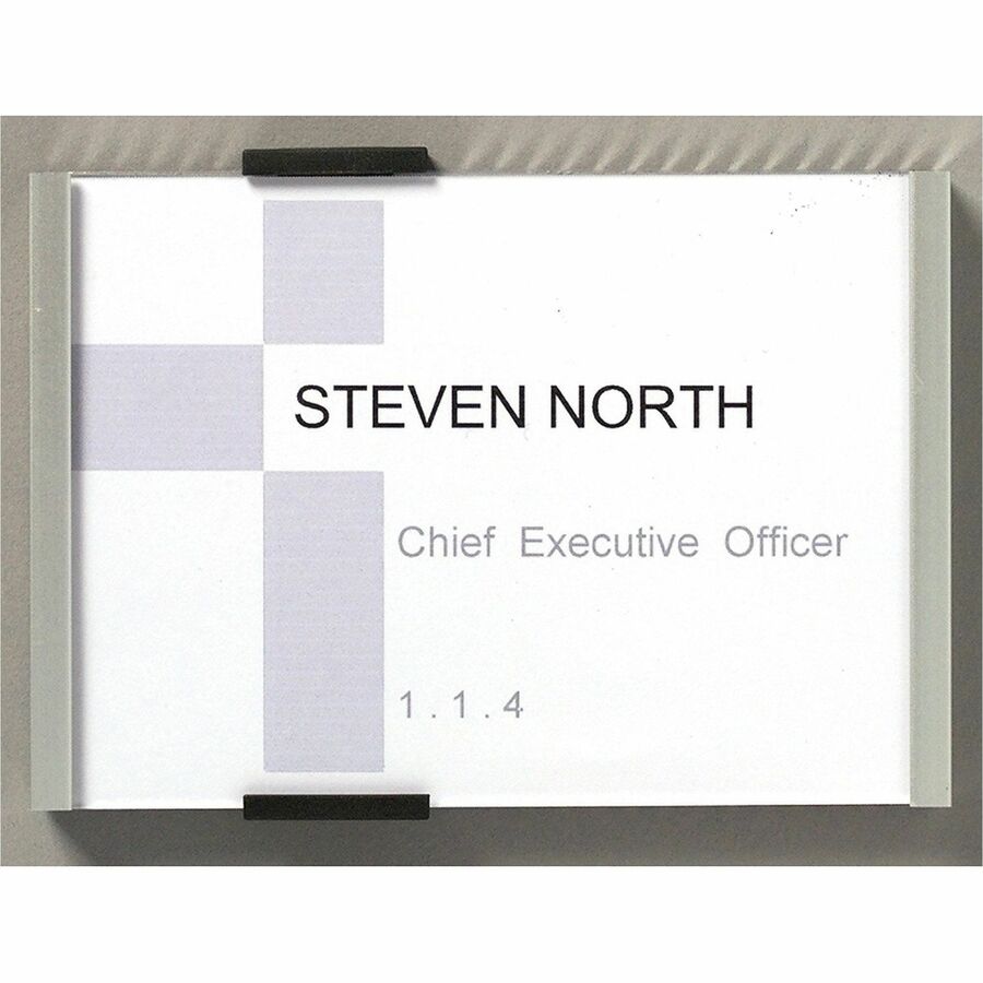 DURABLE Wall Mounted INFO SIGN - 6-1/8" x 4-3/8" - Rectangular Shape - Acrylic, Aluminum -Easy to Update - Silver - 1 Pack
