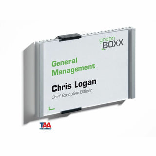 DURABLE Wall Mounted INFO SIGN - 6-1/8" x 4-3/8" - Rectangular Shape - Acrylic, Aluminum -Easy to Update - Silver - 1 Pack