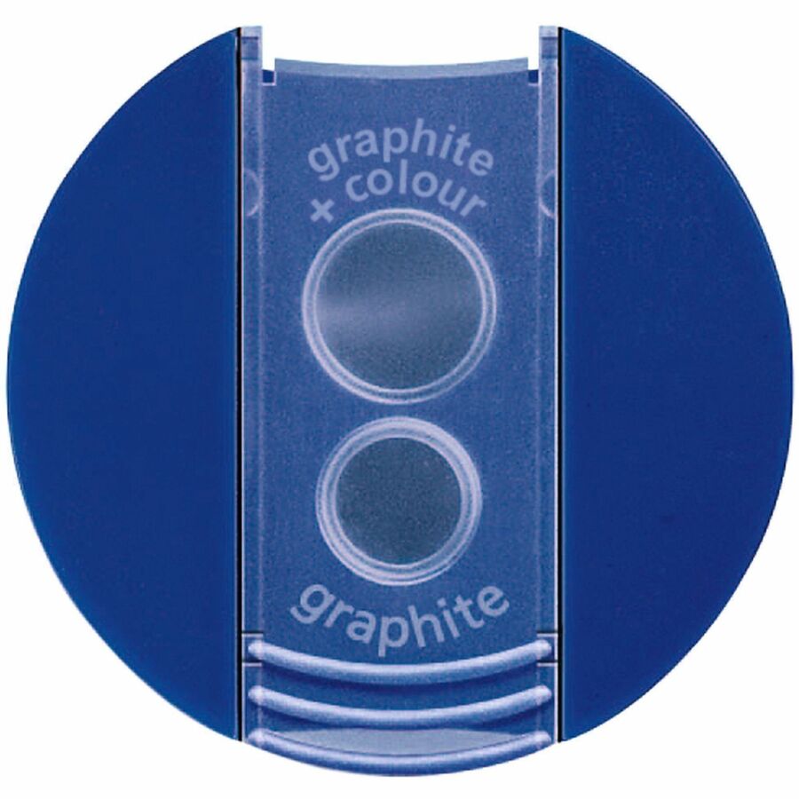 Cylinder Handheld Pencil Sharpener, Two-Hole, 1.63 x 2.25, Blue/Silver