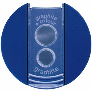 Cylinder Handheld Pencil Sharpener, Two-Hole, 1.63 x 2.25, Blue/Silver