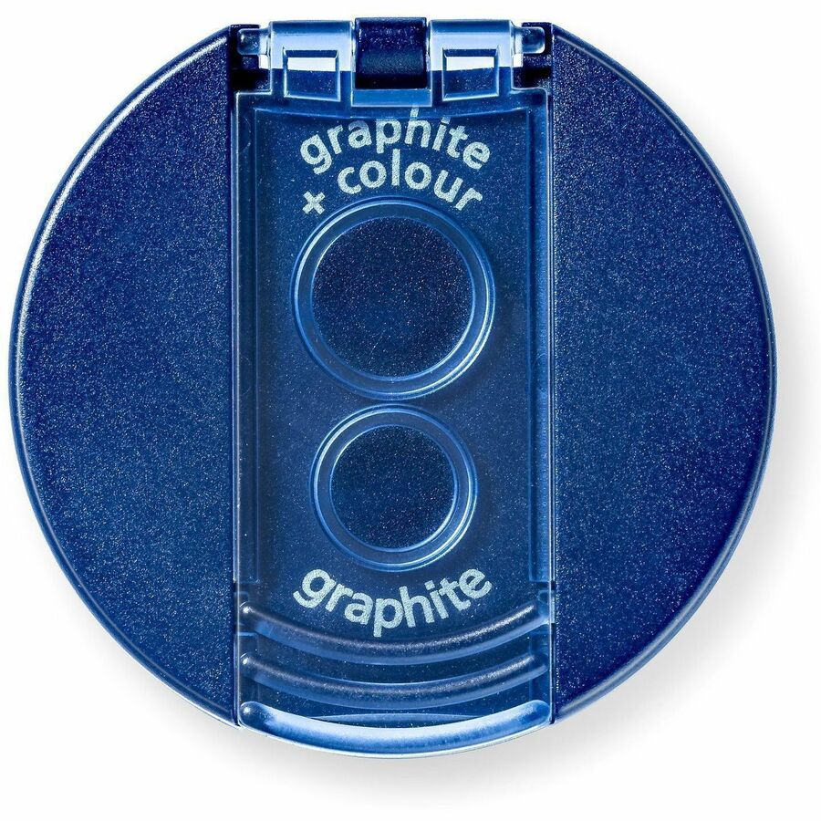 Cylinder Handheld Pencil Sharpener, Two-Hole, 1.63 x 2.25, Blue/Silver
