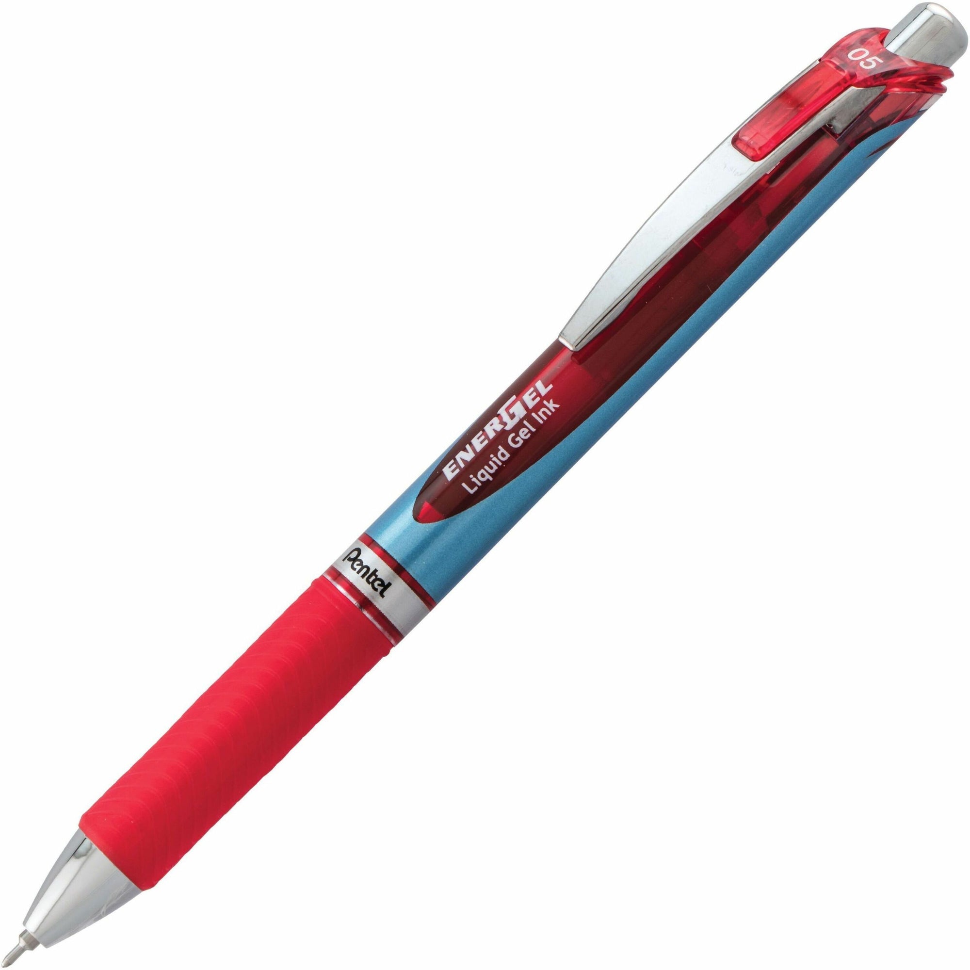 EnerGel RTX Gel Pen, Retractable, Fine 0.5 mm Needle Tip, Red Ink, Red/Blue Barrel
