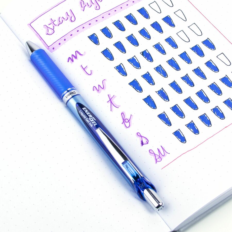 EnerGel RTX Gel Pen, Retractable, Fine 0.5 mm Needle Tip, Blue Ink, Blue/Light Blue Barrel