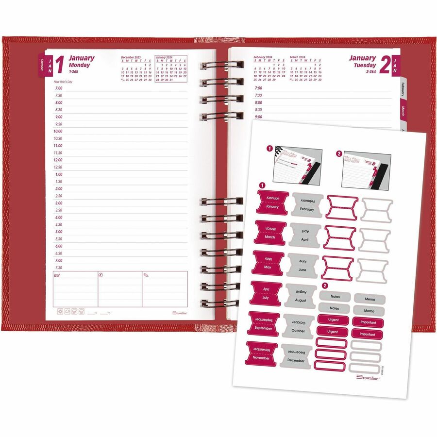 blueline-brownline-coilpro-daily-appointment-planner-daily-january-2024-december-2024-700-am-to-730-pm-half-hourly-5-x-8-sheet-size-red-laminated-1-each_redcb634cred - 5