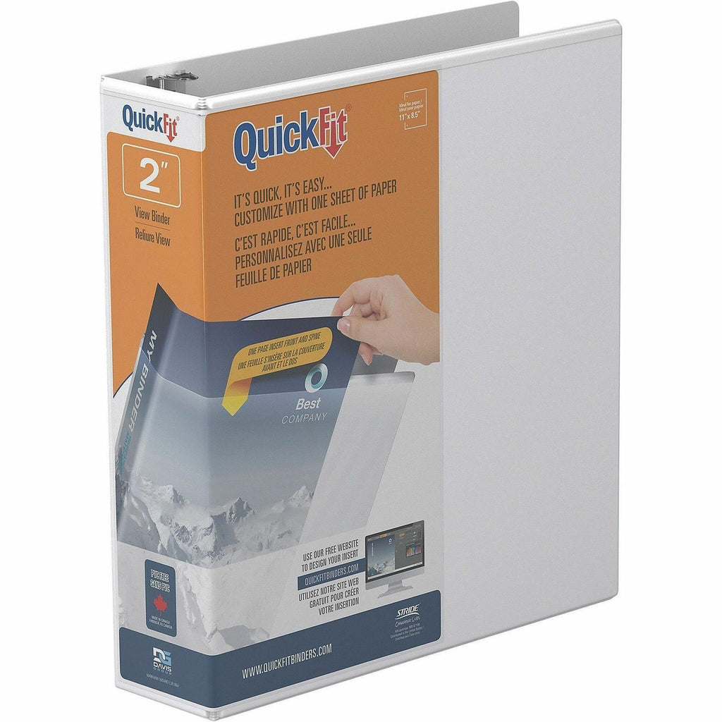 QuickFit Round Ring Unique Binder - 2" Binder Capacity - Letter - 8 1/2" x 11" Sheet Size - 400 Sheet Capacity - 2" Ring - Round Ring Fastener(s) - 2 Internal Pocket(s) - Vinyl - White - Recycled - Print-transfer Resistant, Exposed Rivet, PVC-free -