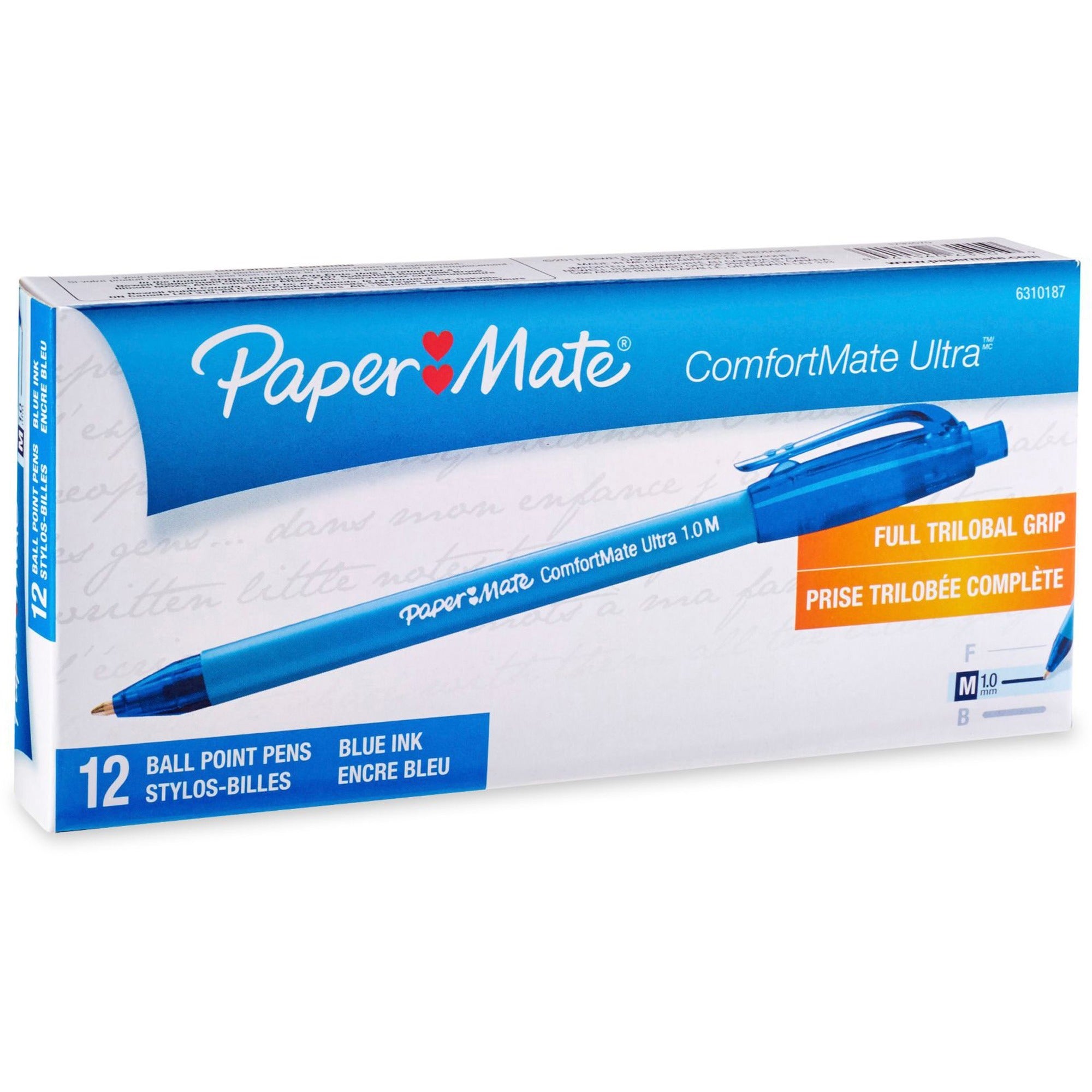 ComfortMate Ultra Ballpoint Pen, Retractable, Medium 1 mm, Blue Ink, Blue Barrel, Dozen