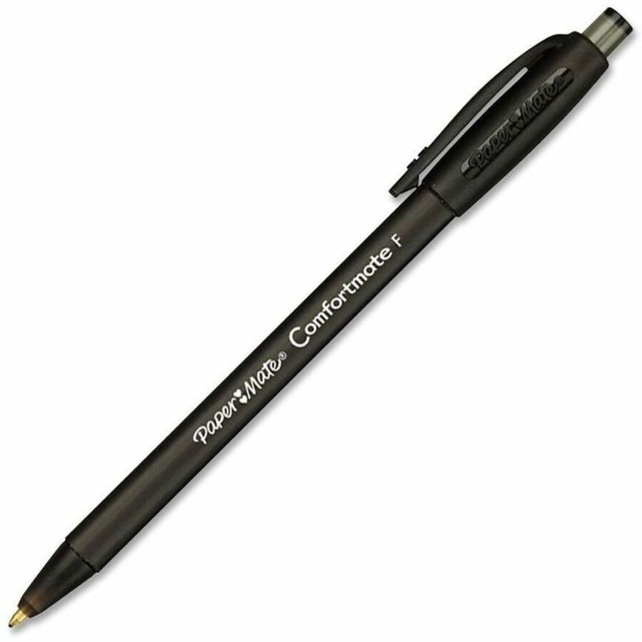 ComfortMate Ultra Ballpoint Pen, Retractable, Fine 0.8 mm, Black Ink, Black Barrel, Dozen