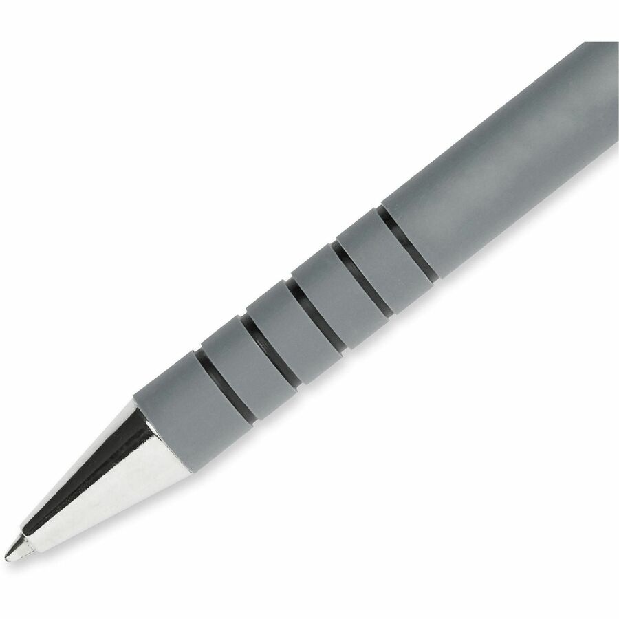FlexGrip Ultra Recycled Ballpoint Pen, Retractable, Fine 0.8 mm, Black Ink, Gray/Black Barrel, Dozen