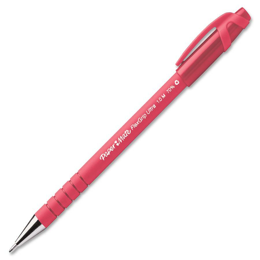 FlexGrip Ultra Recycled Ballpoint Pen, Stick, Medium 1 mm, Red Ink, Red Barrel, Dozen