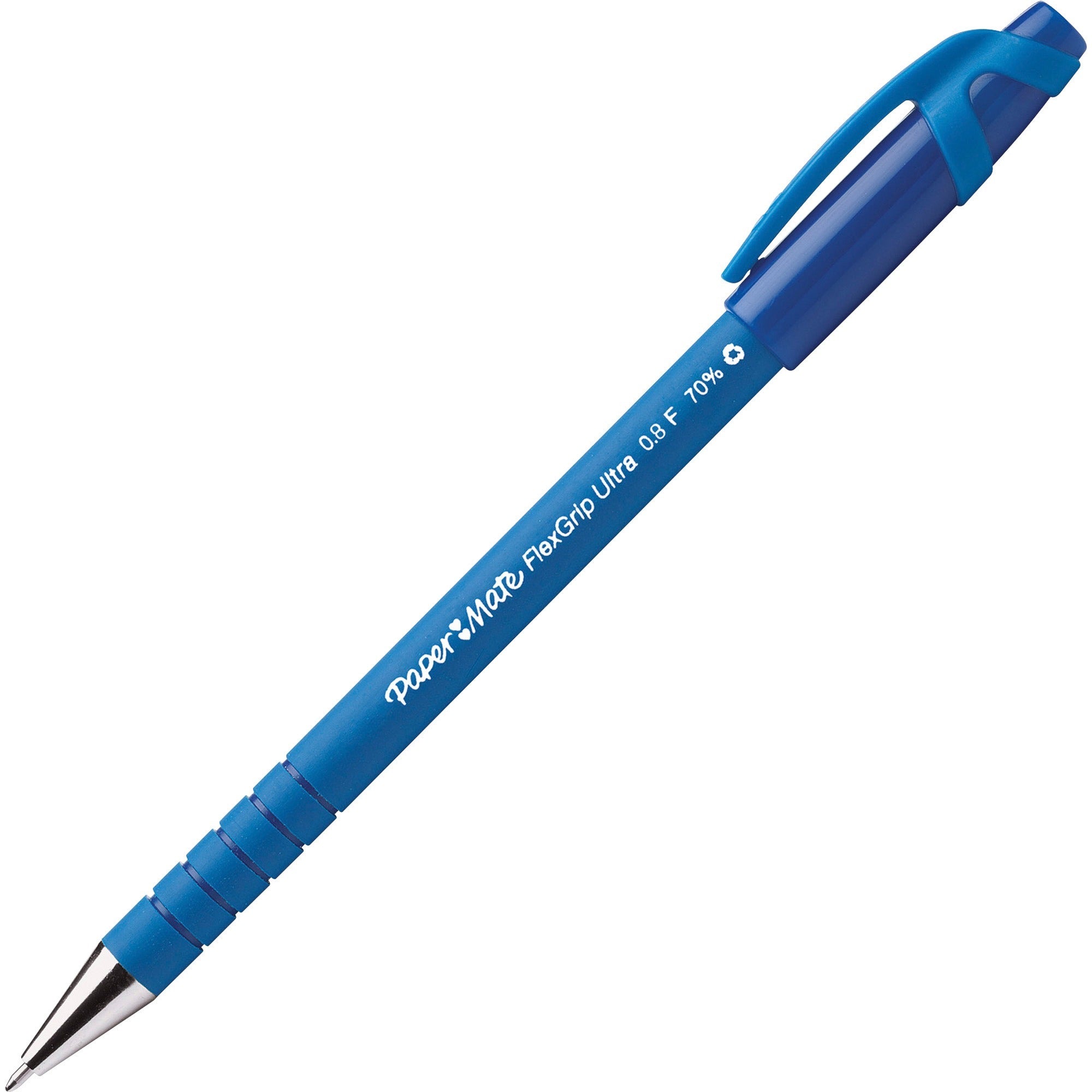 FlexGrip Ultra Recycled Ballpoint Pen, Stick, Fine 0.8 mm, Blue Ink, Blue Barrel, Dozen