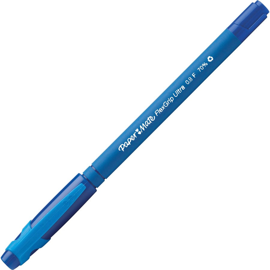 FlexGrip Ultra Recycled Ballpoint Pen, Stick, Fine 0.8 mm, Blue Ink, Blue Barrel, Dozen