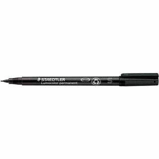 Lumocolor Permanent Pen Markers - Fine Marker Point - 0.4 mm Marker Point Size - Refillable - Black - Black Polypropylene Barrel - 10 / Box