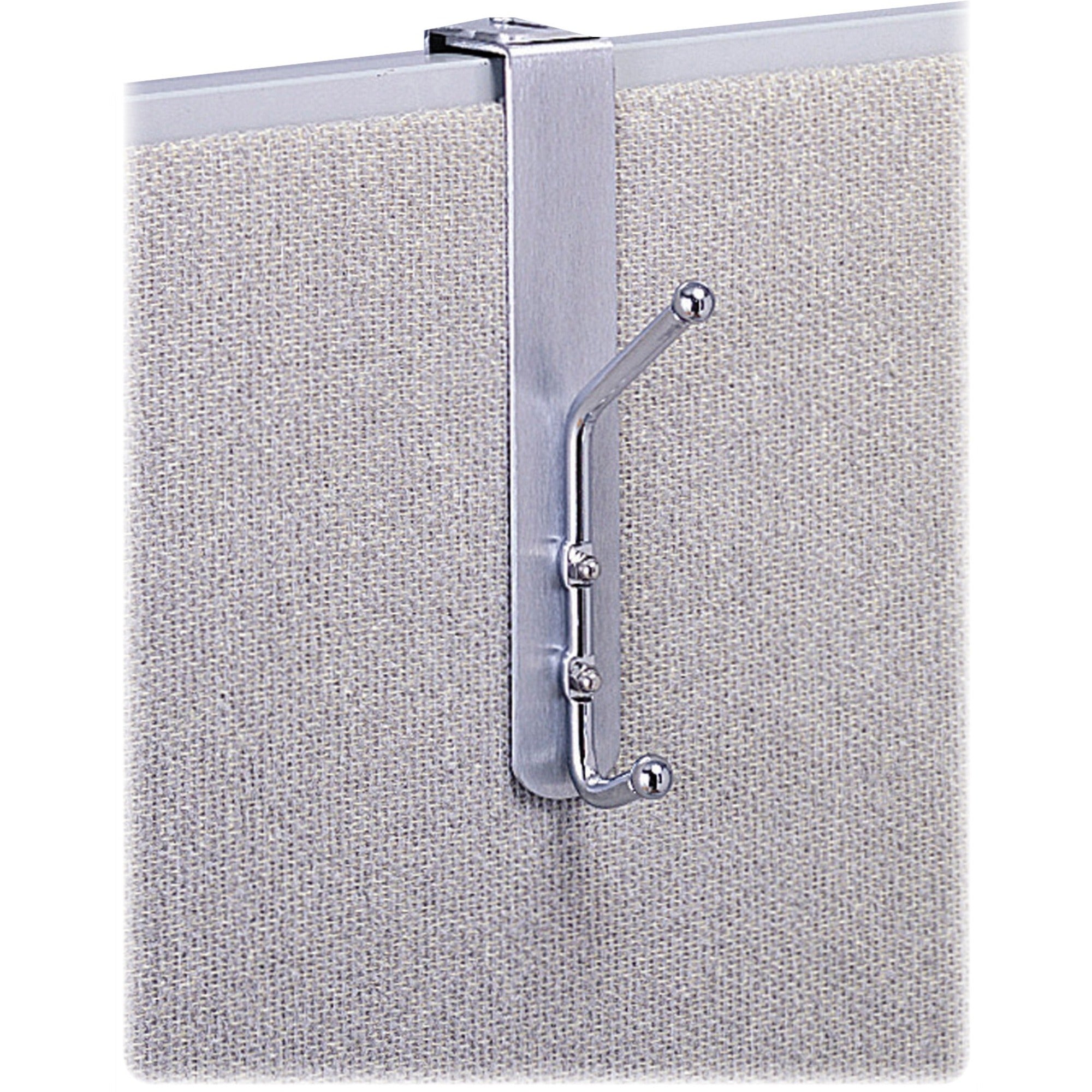 Over-The-Panel Double-Garment Hook, Satin Aluminum/Chrome
