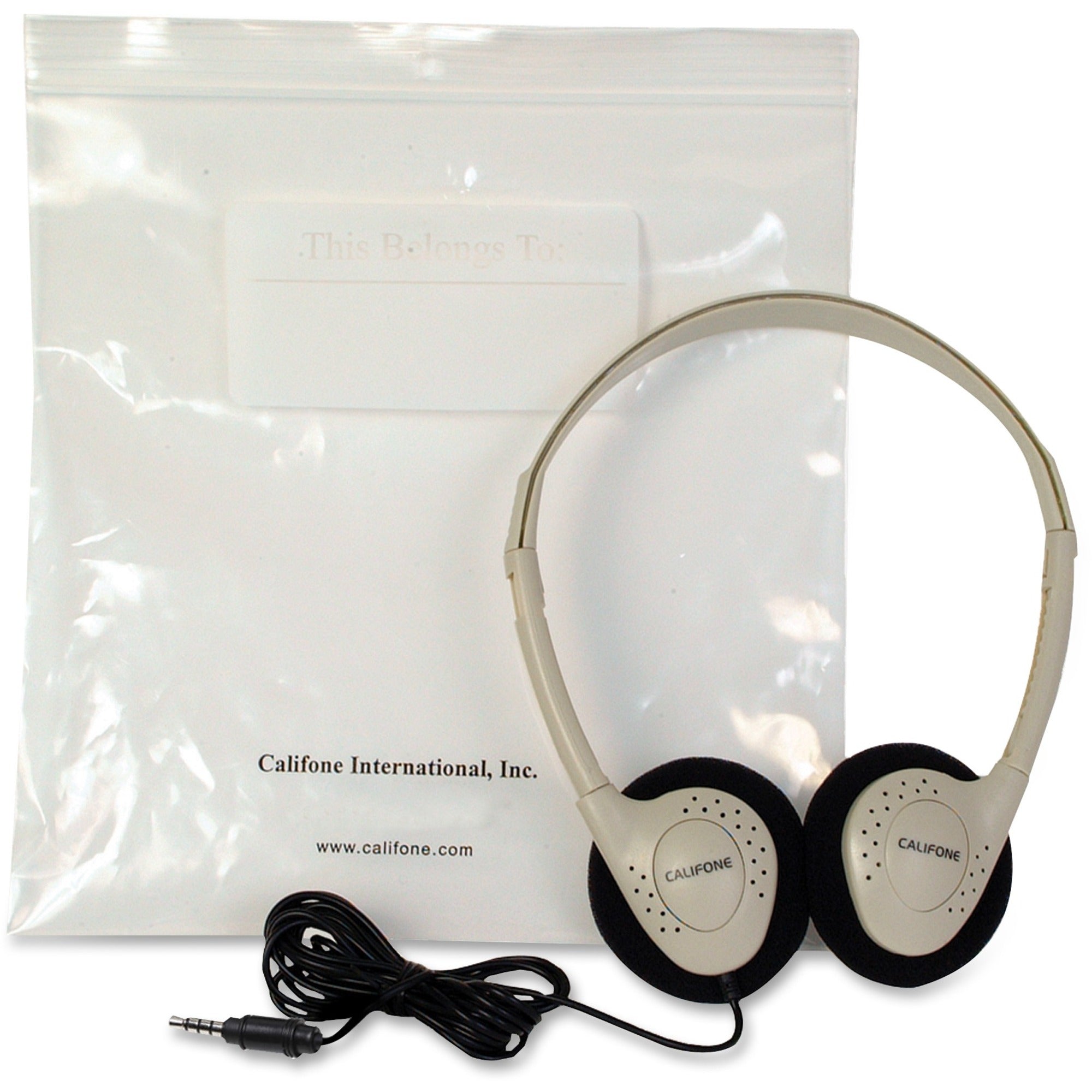 Califone CA-2 Storage Stereo Headphone - Stereo - Beige - Mini-phone (3.5mm) - Wired - 32 Ohm - 20 Hz 20 kHz - Over-the-head - Binaural - Supra-aural - 6 ft Cable - 1 - 