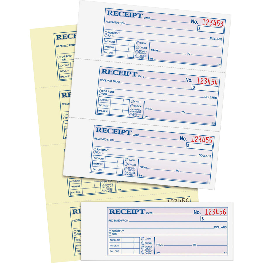 Adams Money/Rent Receipt Book - 200 Sheet(s) - Tape Bound - 2 PartCarbonless Copy - 7.62" x 11" Sheet Size - White - 1 Each - 