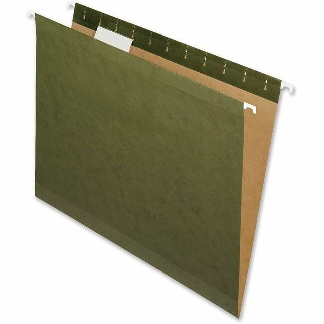 Nature Saver 1/5 Tab Cut Letter Recycled Hanging Folder - 8 1/2" x 11" - Poly - Standard Green - 100% Recycled - 25 / Box - 