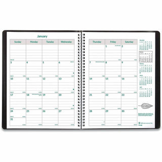 EcoLogix Recycled Monthly Planner, EcoLogix Artwork, 11 x 8.5, Black Cover, 14-Month (Dec to Jan): 2023 to 2025