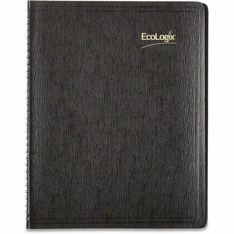 EcoLogix Recycled Monthly Planner, EcoLogix Artwork, 11 x 8.5, Black Cover, 14-Month (Dec to Jan): 2023 to 2025