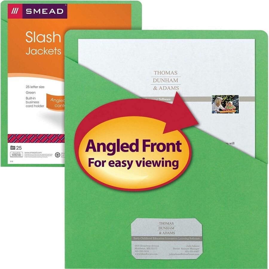File Jackets, Letter Size, Green, 25/Pack