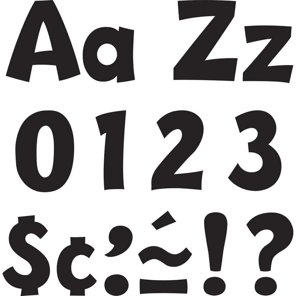 Trend 4" Ready Letter Playful Combo Pack - 83 x Lowercase Letters, 59 x Capital Letter, 36 x Punctuation Marks, 18 x Spanish Accent Mark Shape - Pin-up - Pin Style - Pre-punched - 4" Height x 8" Length - Black - 3 / Pack - 