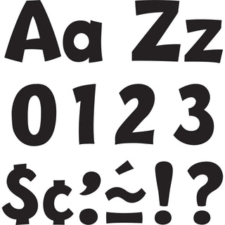 Trend 4" Ready Letter Playful Combo Pack - 83 x Lowercase Letters, 59 x Capital Letter, 36 x Punctuation Marks, 18 x Spanish Accent Mark Shape - Pin-up - Pin Style - Pre-punched - 4" Height x 8" Length - Black - 3 / Pack - 