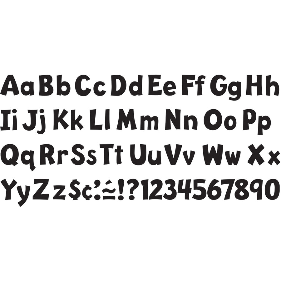 Trend 4" Ready Letter Playful Combo Pack - 83 x Lowercase Letters, 59 x Capital Letter, 36 x Punctuation Marks, 18 x Spanish Accent Mark Shape - Pin-up - Pin Style - Pre-punched - 4" Height x 8" Length - Black - 3 / Pack - 