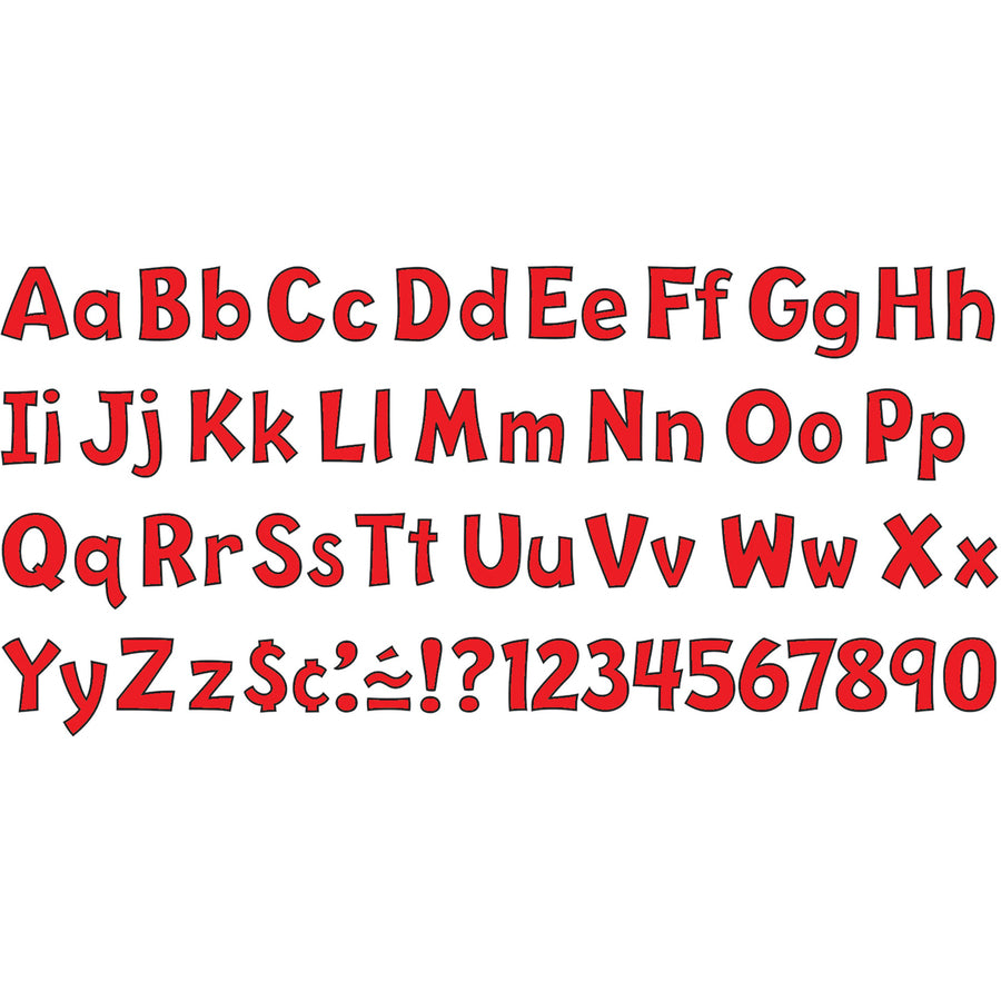 Trend 4" Ready Letter Playful Combo Pack - 83 x Lowercase Letters, 59 x Capital Letter, 36 x Punctuation Marks, 18 x Spanish Accent Mark Shape - Pin-up - Pin Style - Pre-punched - 4" Height x 9" Length - Red - 3 / Pack - 