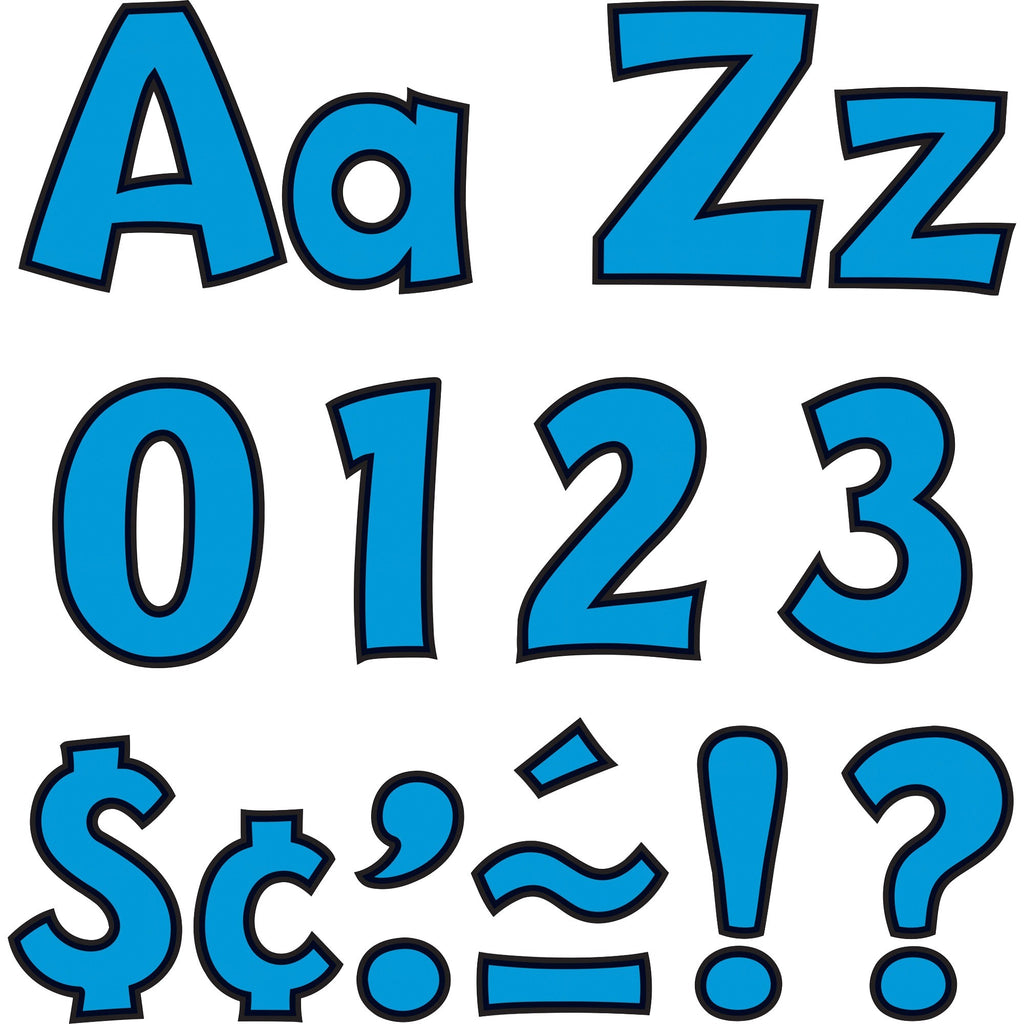 Trend 4" Ready Letter Playful Combo Pack - 83 x Lowercase Letters, 59 x Capital Letter, 36 x Punctuation Marks, 18 x Spanish Accent Mark Shape - Pin-up - Pin Style - Pre-punched - 4" Height x 8" Length - Blue - 3 / Pack - 