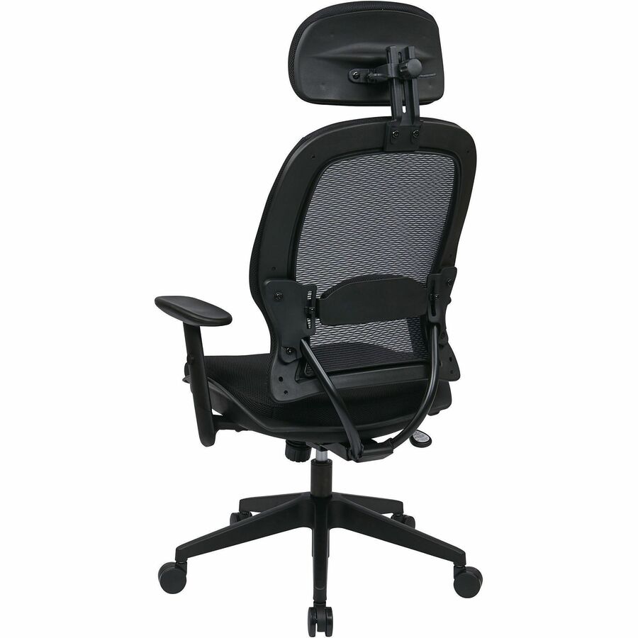 Office Star Professional Air Grid Chair with Adjustable Headrest - Mesh Seat - 5-star Base - Black - 1 Each