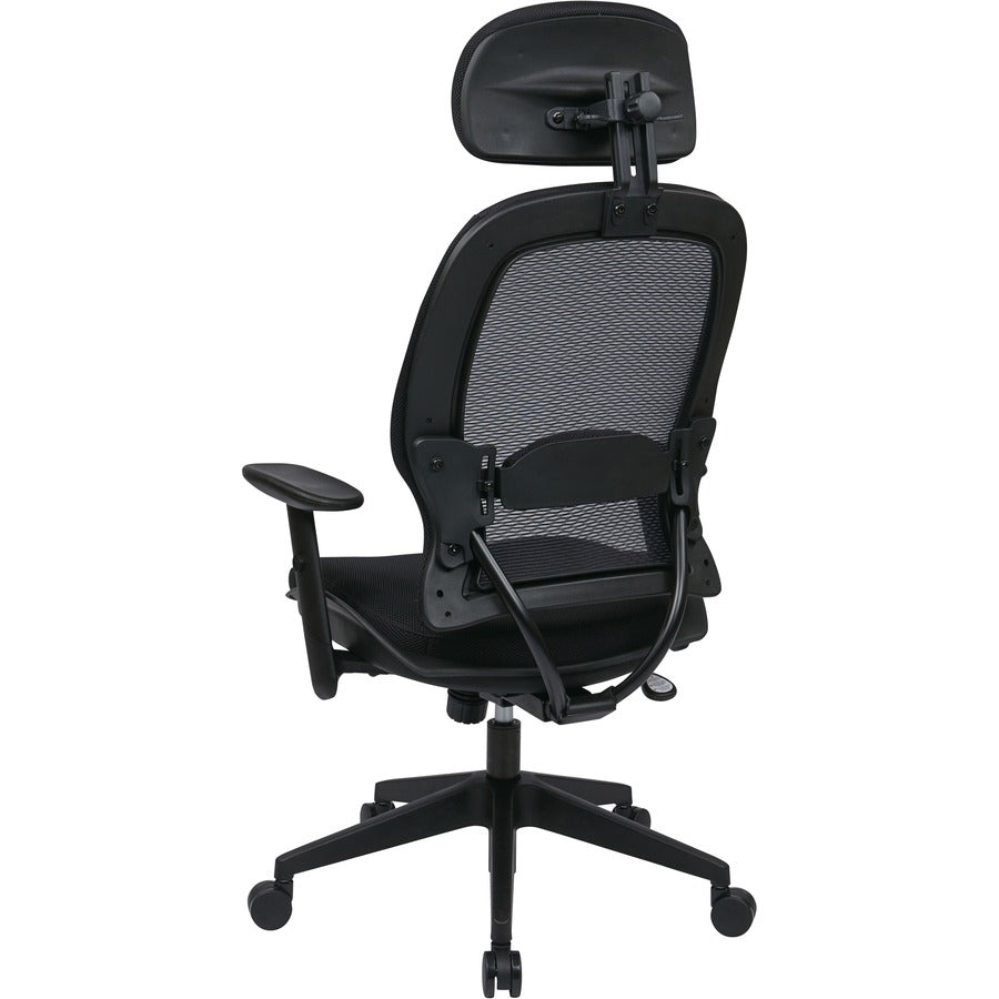 Office Star Professional Air Grid Chair with Adjustable Headrest - Mesh Seat - 5-star Base - Black - 1 Each