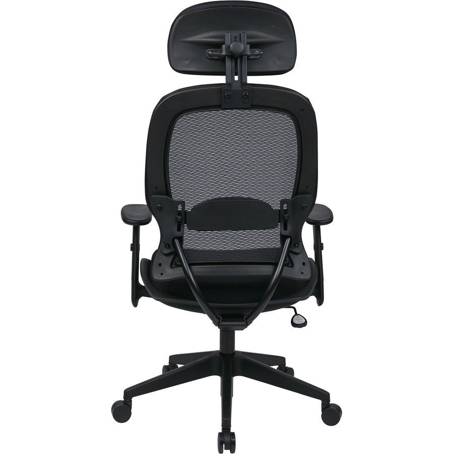Office Star Professional Air Grid Chair with Adjustable Headrest - Mesh Seat - 5-star Base - Black - 1 Each
