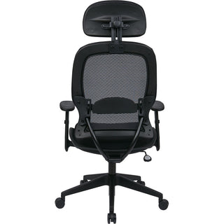 Office Star Professional Air Grid Chair with Adjustable Headrest - Mesh Seat - 5-star Base - Black - 1 Each