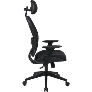 Office Star Professional Air Grid Chair with Adjustable Headrest - Mesh Seat - 5-star Base - Black - 1 Each