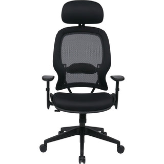 Office Star Professional Air Grid Chair with Adjustable Headrest - Mesh Seat - 5-star Base - Black - 1 Each