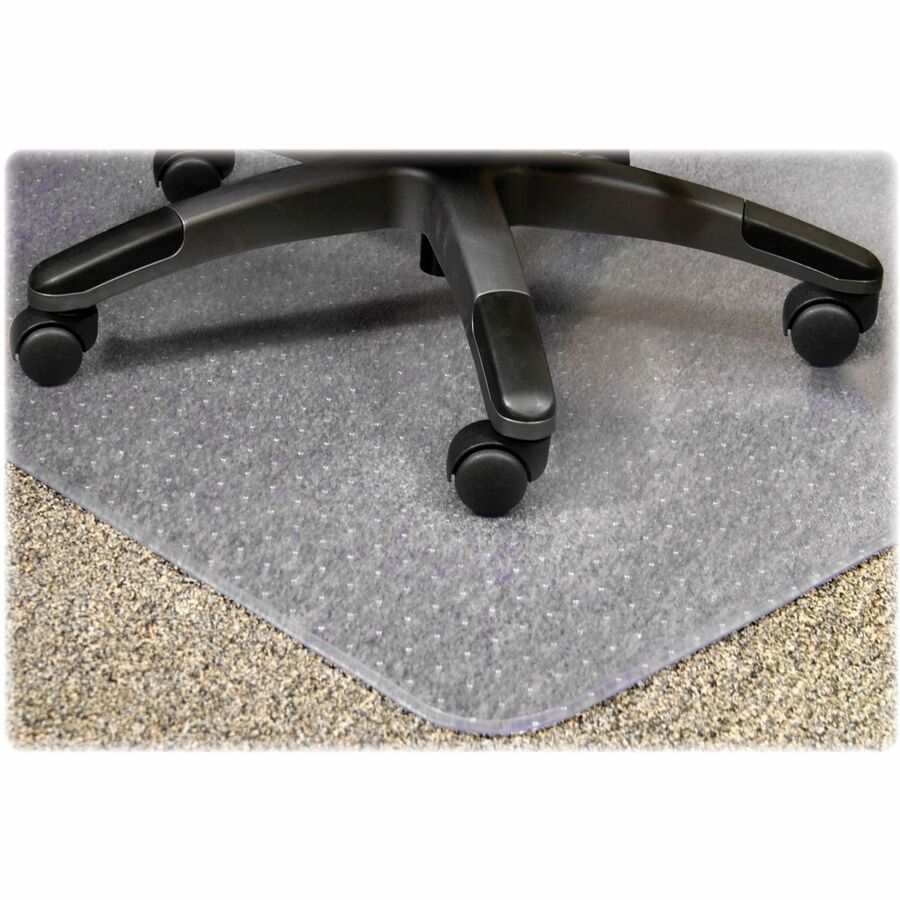 Lorell Medium-Pile Smooth Edge Chairmat - Carpeted Floor - 60" Length x 46" Width x 0.133" Thickness - Rectangular - Vinyl - Clear - 1Each - 