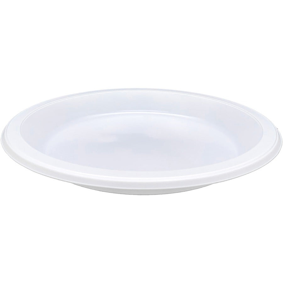 Genuine Joe 10-1/4" Large Plastic Plates - Disposable - Warm White - Plastic Body - 125 / Pack