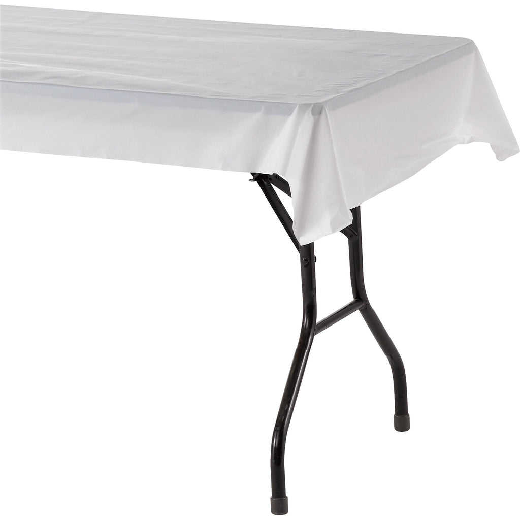 Genuine Joe Banquet-Size Plastic Tablecover - 300 ft Length x 40" Width - Plastic - White - 1 / Roll - 