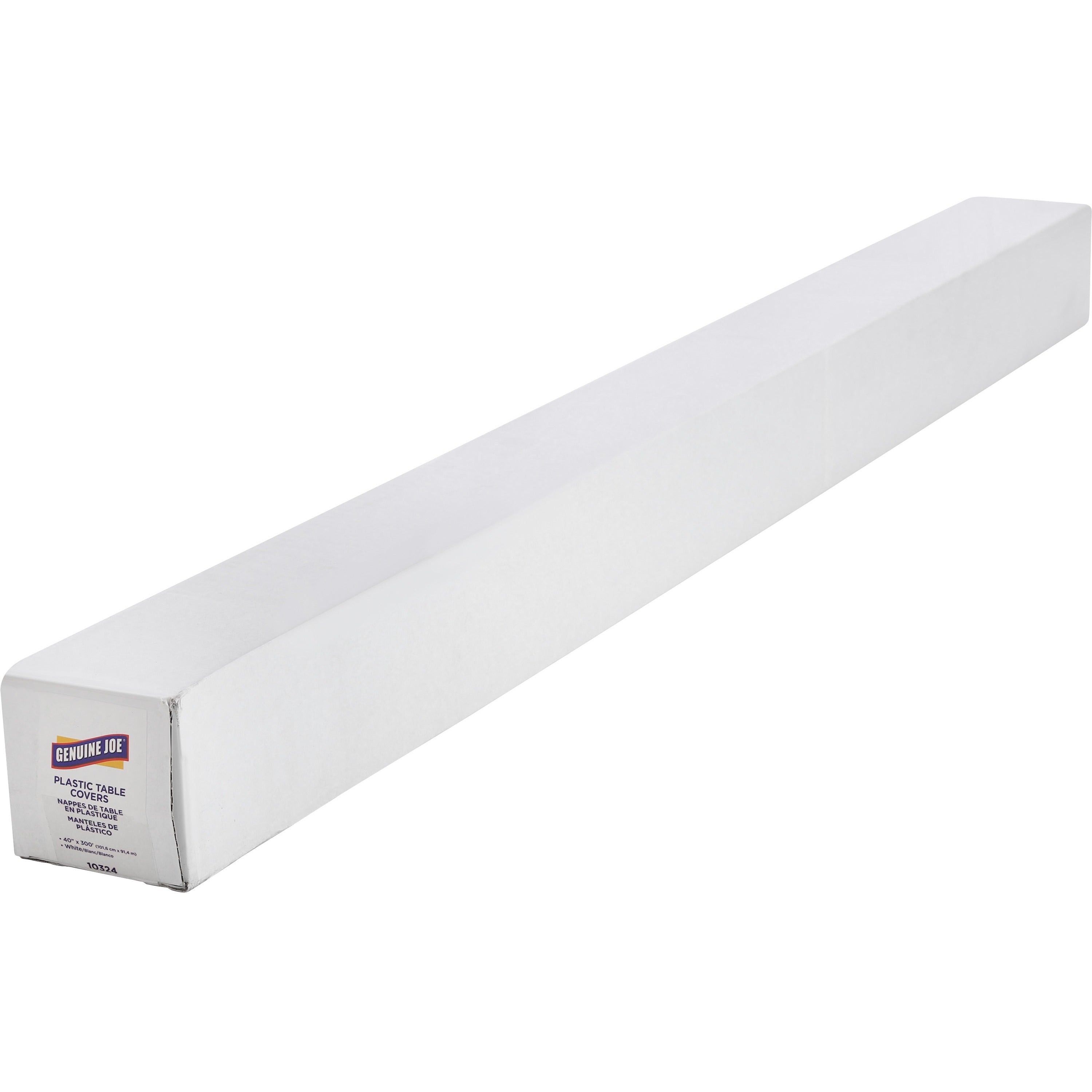 Genuine Joe Banquet-Size Plastic Tablecover - 300 ft Length x 40" Width - Plastic - White - 1 / Roll - 