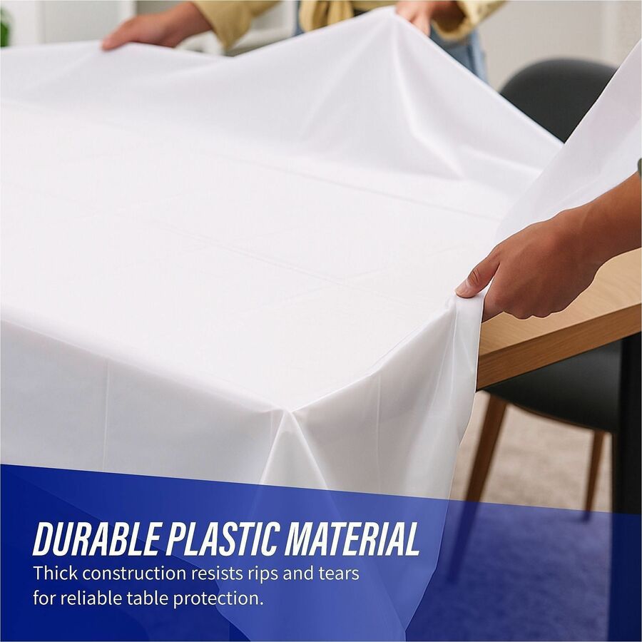 Genuine Joe Banquet-Size Plastic Tablecover - 300 ft Length x 40" Width - Plastic - White - 1 / Roll