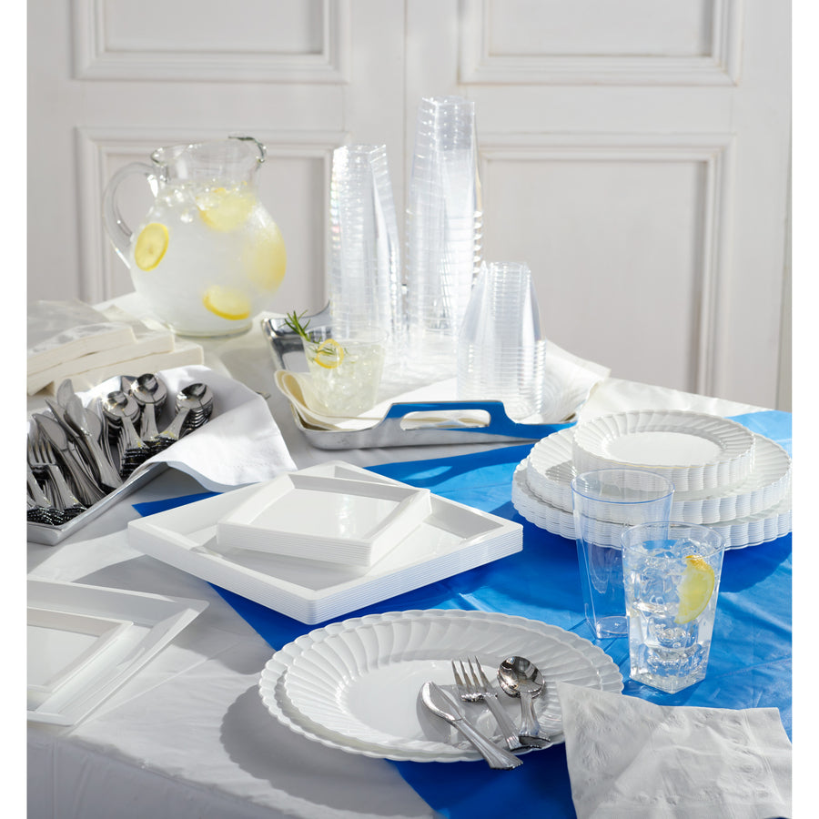 Genuine Joe Plastic Rectangular Table Covers - 108" Length x 54" Width - Plastic - Blue - 6 / Pack - 