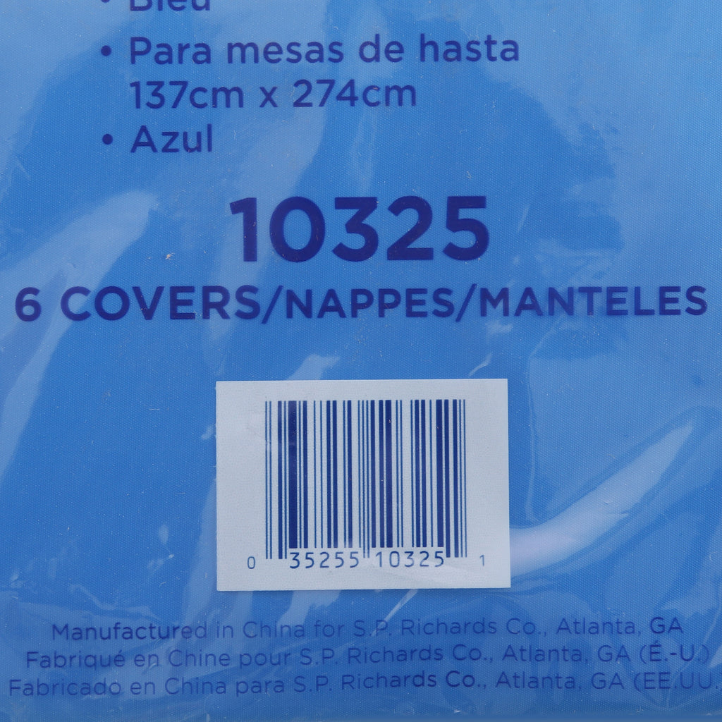 Genuine Joe Plastic Rectangular Table Covers - 108" Length x 54" Width - Plastic - Blue - 6 / Pack - 